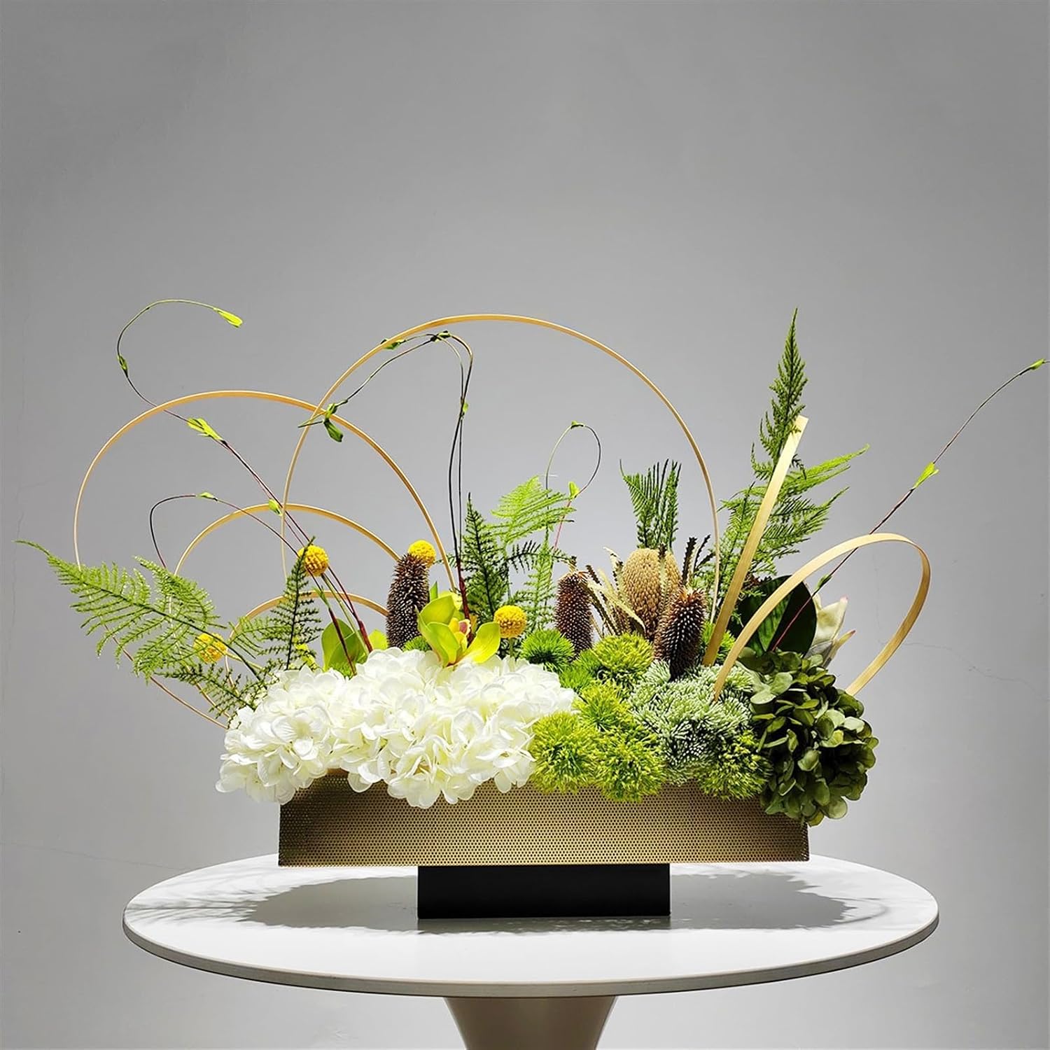 Faux Plants Simulation Dried Flower Bouquet Metal Florist Flower Arrangement Hotel Lobby Table Flower Simulation Floral Art Entryway Decoration Spring Summer Decoration