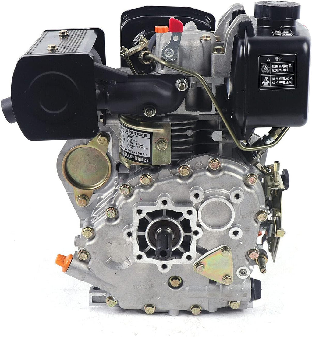 Diesel Engine 247CC 4 Stroke 5HP Single Cylinder Air Cooling Vertical Engine Motor Hand Start Direct Injection 3.6KW (Black, 173FA)