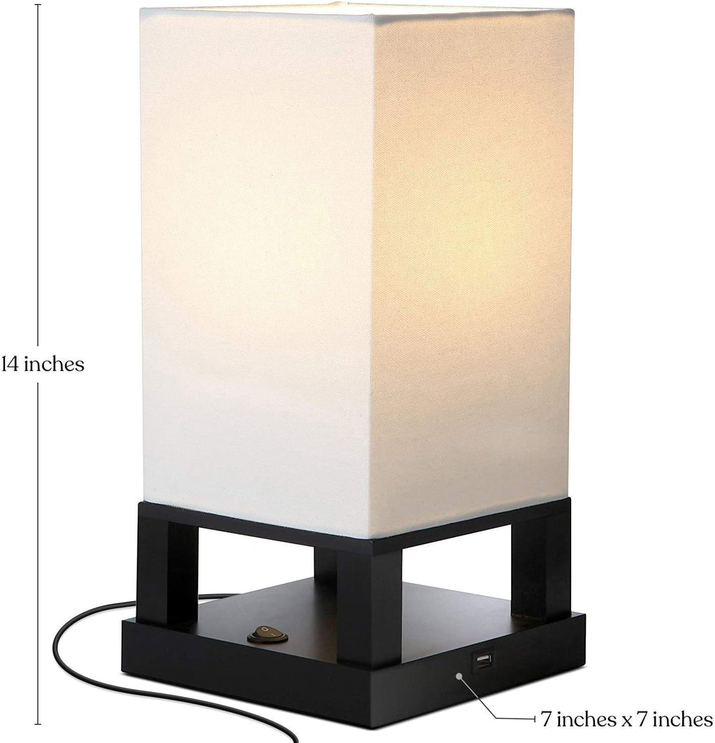 Brightech Maxwell Floor & Table Lamp Set of 2 - Modern Floor Lamp With Drawers And Nightstand Lamp with USB Port - Perfect for Bedrooms & Living Rooms, LED Bulb, Wood Frame, Soft Ambient Light - Black