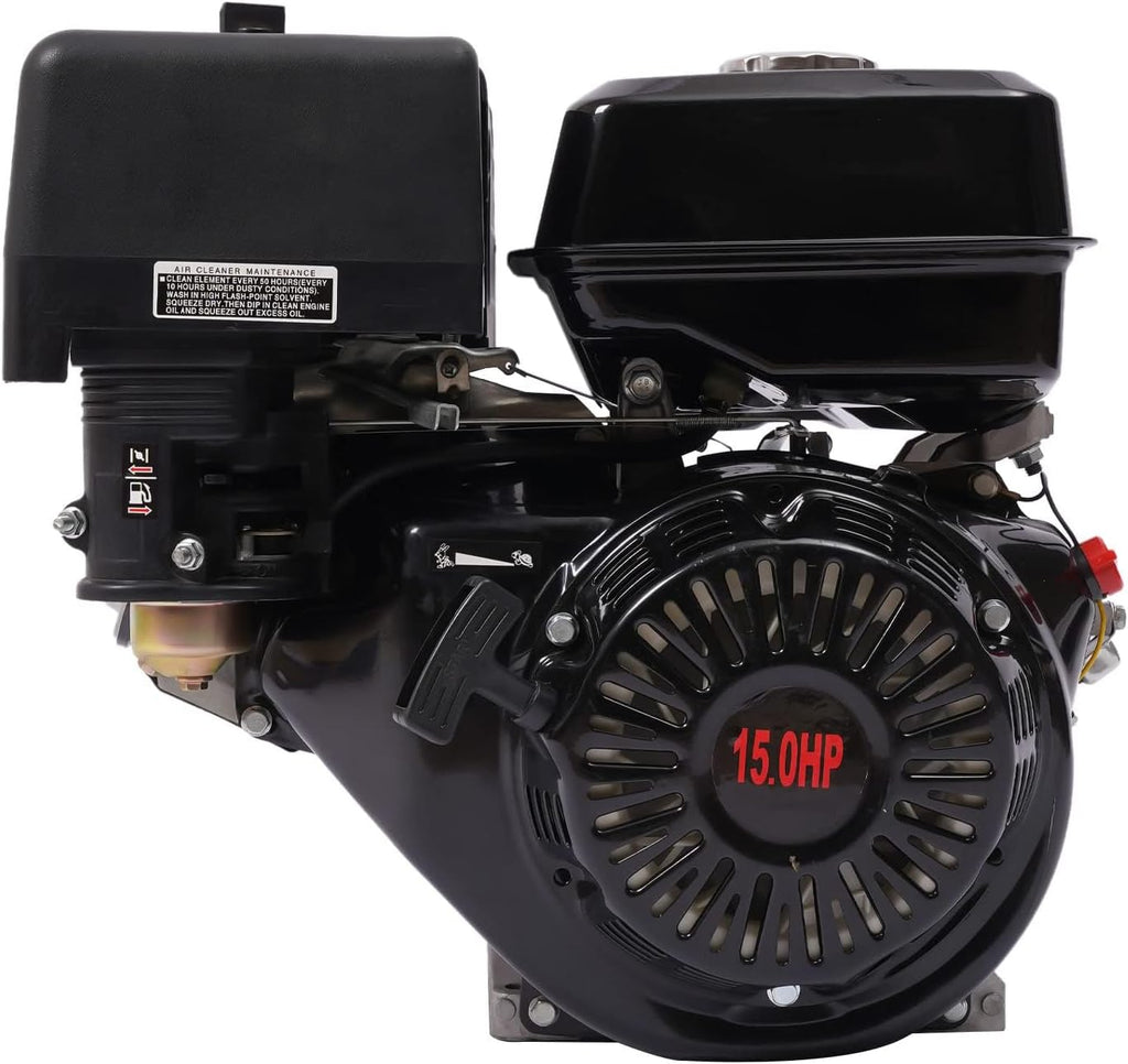 4 Stroke Gas Engine,15 HP 420CC Single Cylinder Gasoline Motor,3600RPM Recoil Start Engine Gasoline Power,Garden Tiller Cultivator Motor for Pumping Machines,Cleaning Machines (Black 4 Stroke 15HP)
