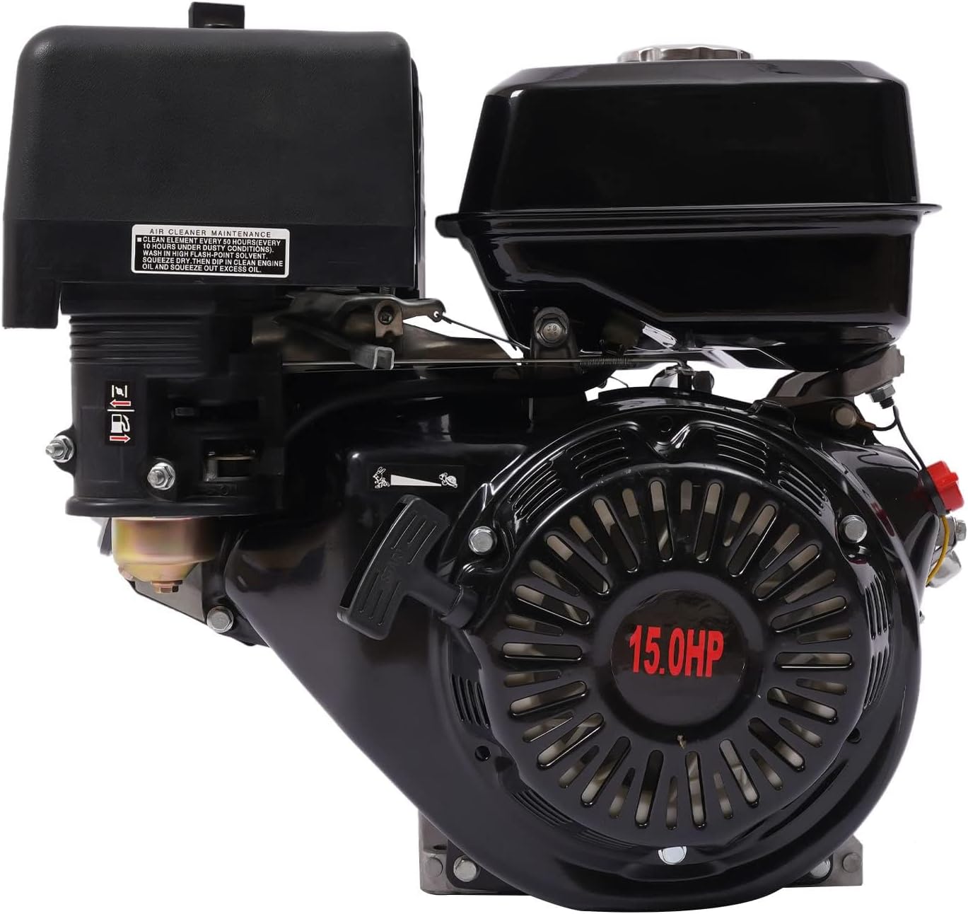 4 Stroke Gas Engine,15 HP 420CC Single Cylinder Gasoline Motor,3600RPM Recoil Start Engine Gasoline Power,Garden Tiller Cultivator Motor for Pumping Machines,Cleaning Machines (Black 4 Stroke 15HP)