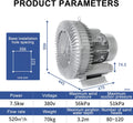 Regenerative Blower, 220V/380V Single/Three Phase Vortex Ring Blower High-Pressure Vortex Blower, Side Channel Blower, Ring Vortex Blower for Sewage Aera,Industrial Vacuum Pump(7.5KW/380V)