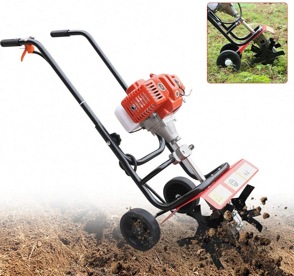 Tiller Cultivator 52CC 2Stroke Gas Powered Plant Garden Farm Tilling Tool Hand-Pull (Style 3)