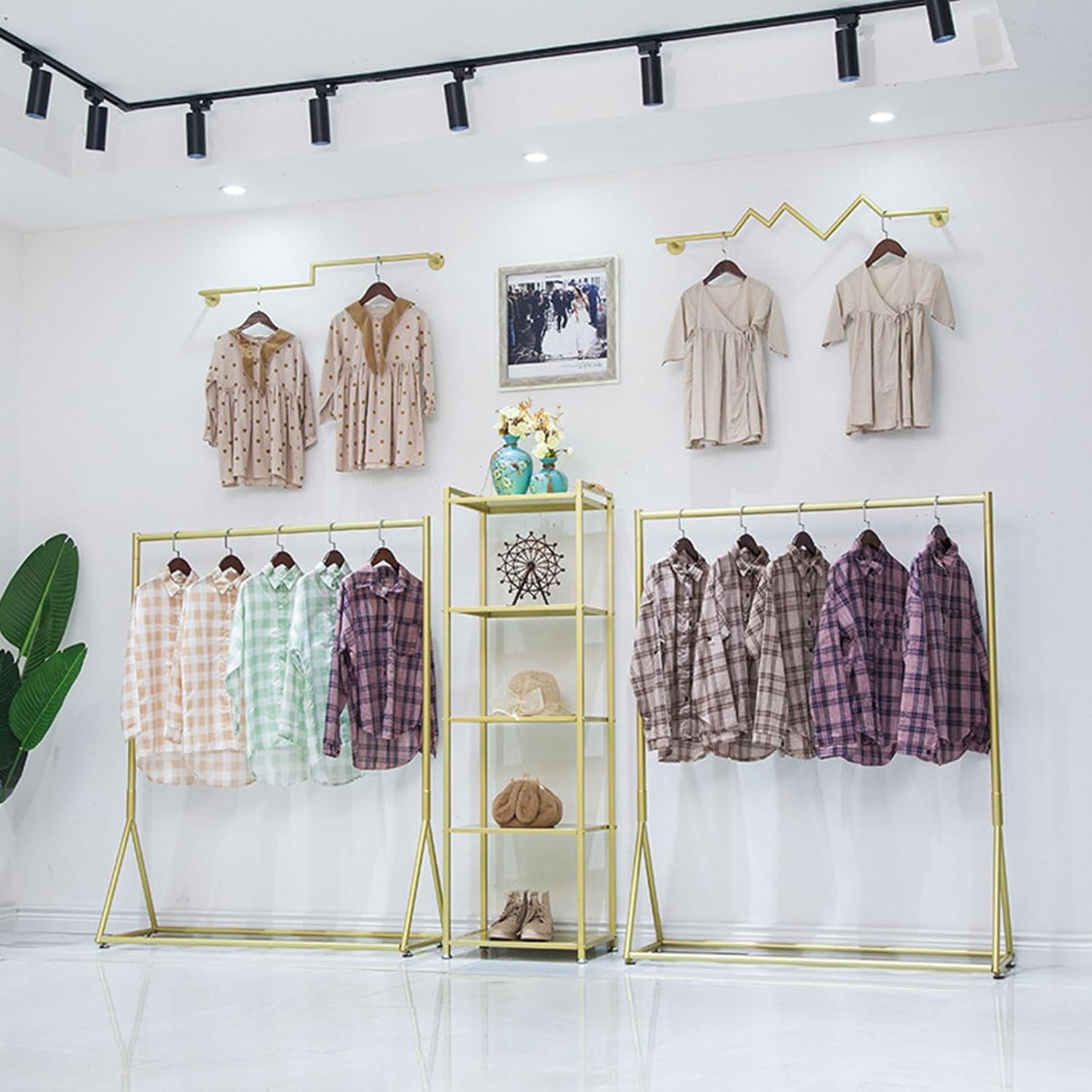 Modern Standing Coat Rack Thickened Pipe High Load-Bearing Metal Coat Rack Freestanding Clothing Rack Garment Racks for Hanging Clothes (Color : Gold, Size : 120 * 40 * 130cm)