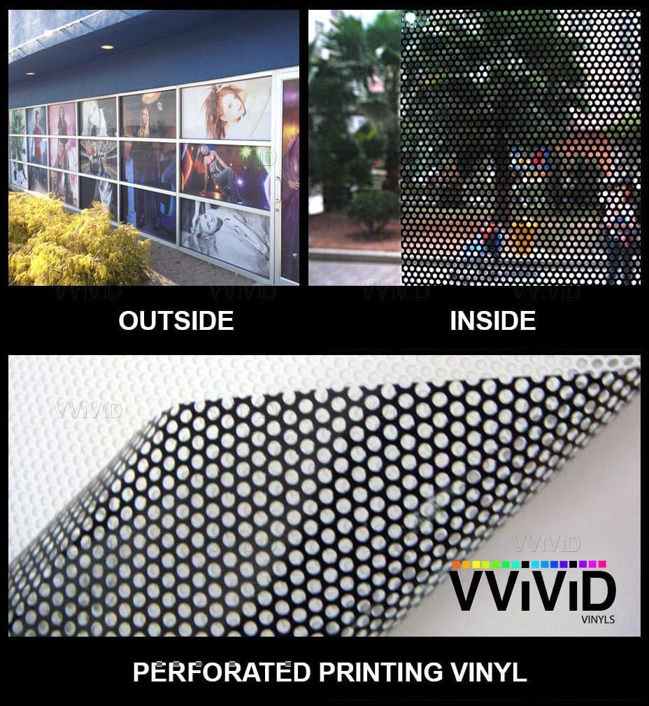 VViViD One Way Perforated Window Vinyl Privacy Wrap Film Roll Decal Sheet DIY Easy to Use Air-Release Adhesive (50ft x 54 Inch)
