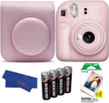 Fujifilm INSTAX MINI 12 Instant Film Camera Bundle, Includes: INSTAX Mini Film (20 Exposures), INSTAX Mini 12 Case and More (5 Items) (Blossom Pink)