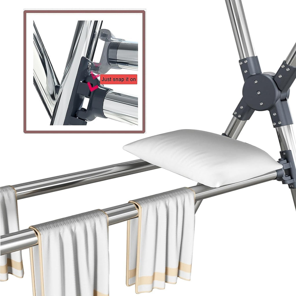 Clothes Drying Rack Freestanding Laundry Rack Folding Clothes Drying Rail Stainless Steel Garment Racks Floor