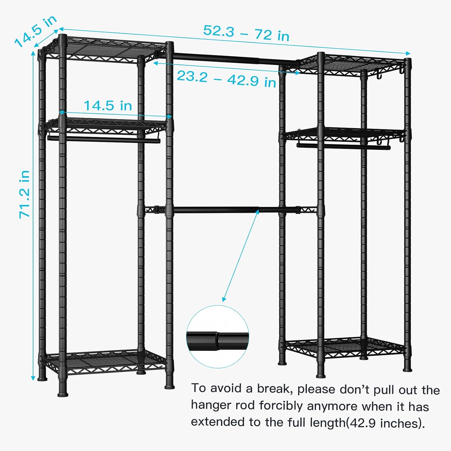 Ulif E11 and E7 Garment Rack Bundle, Metal Freestanding Clothes Rack and Closet Storage Organizer System with Shelves and Expandable Hanger Rods, Closet System Wardrobe for Hanging Clothing