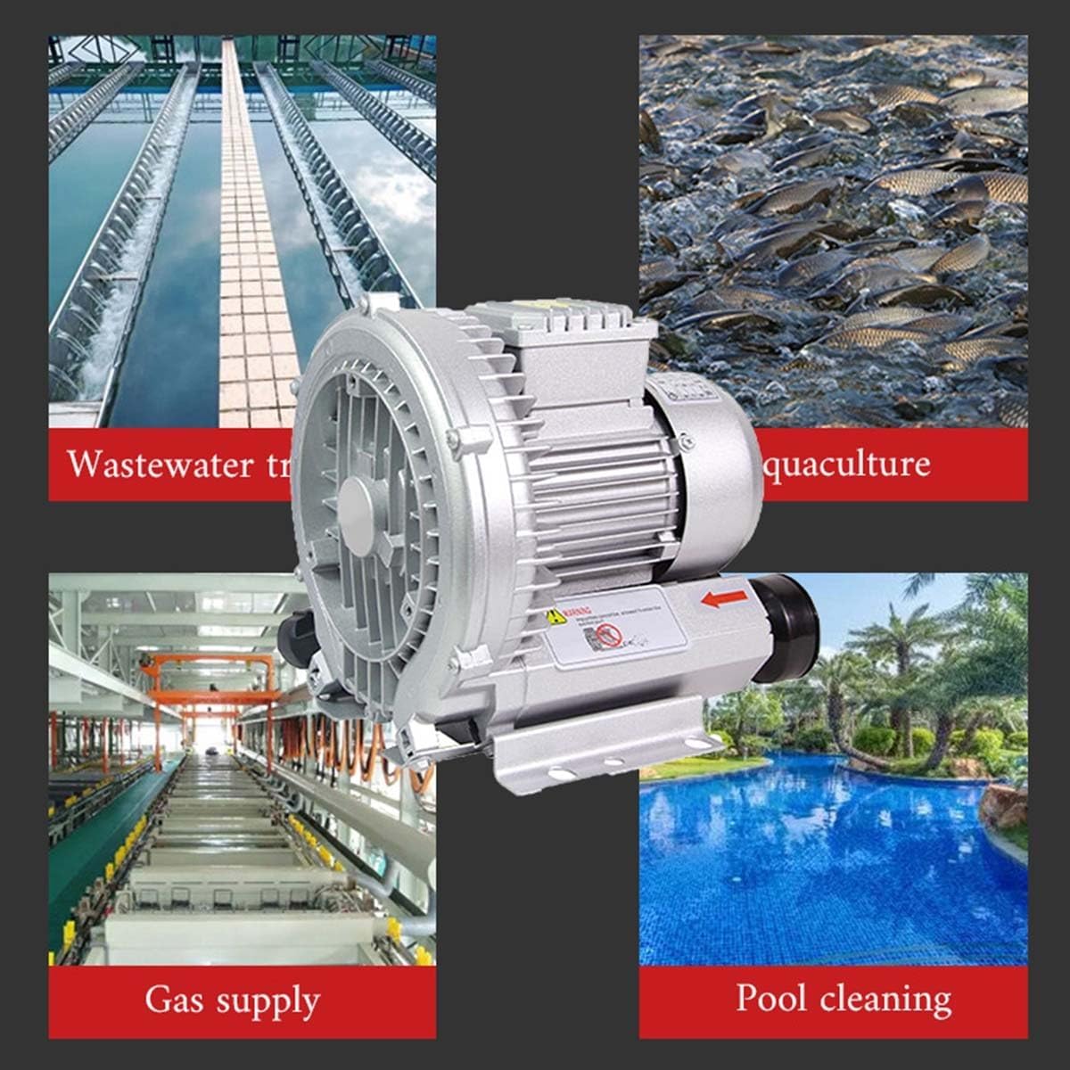 Industrial Blower Vortex Ring Blower Large Airflow Type fish pond aerator Regenerative Blower strong centrifugal fan High pressure Blower 110V 250/350/550W(750W)