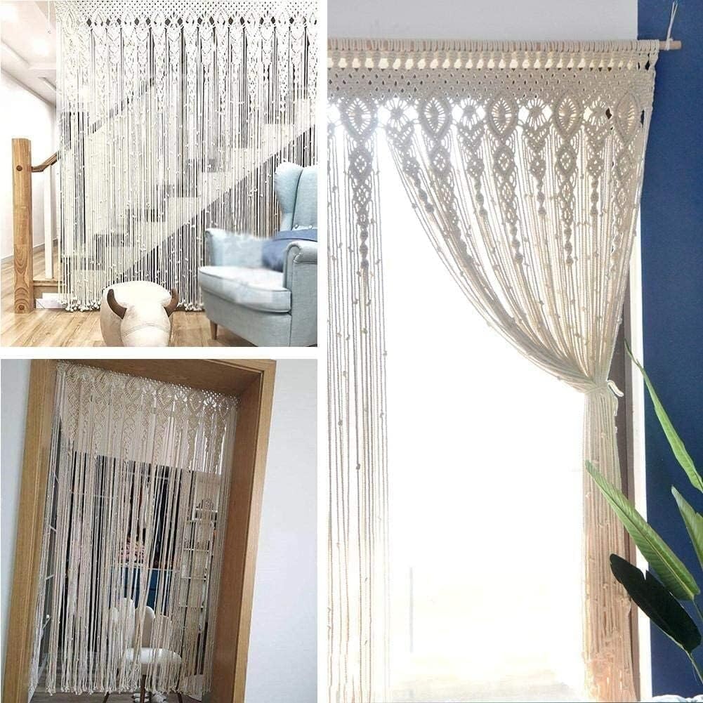 Modern Wall Decor Woven,Wall Hanging Art Tapestry, Macrame Wall Hanging Curtain Bohemian Cotton Handmade Home Decor Beaded Wall Art for Home