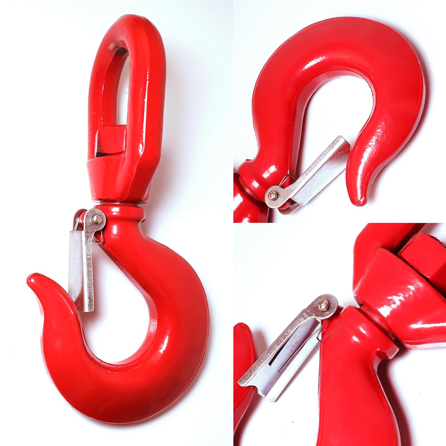 SCIEO 15 Ton Swivel Hook for Lifting - Heavy Duty Swivel Lifting Hook with Safety Latch | Self Locking Rigging Swivel Hook Grade 80 Hoist Swivel Eye Sling Hook for Crane with 33069 lbs Load Capacity