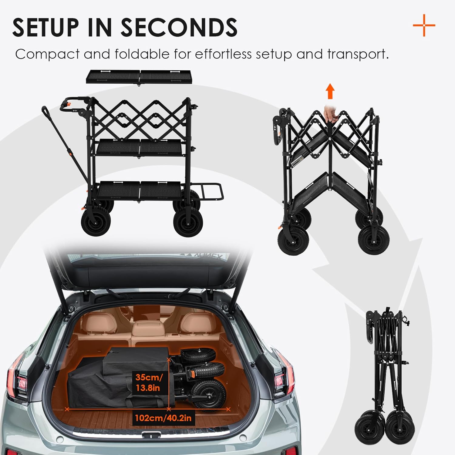 TARION Video Production Camera Cart - Heavy Duty 440lb Load Capacity Cine Dolly - Foldable 3 Tray Mobile Workstation - 9 Inch Swivel Wheels - Titanrig Cart
