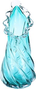 Vases Home Decor - 13In Crystal Vase, Glass Blue Vase, Flower Holders for Bouquet, Centerpieces & Single Stems, Tall for Roses, Dried Flowers, Pampas Grass, Fits Living Room Bedroom Office (S)
