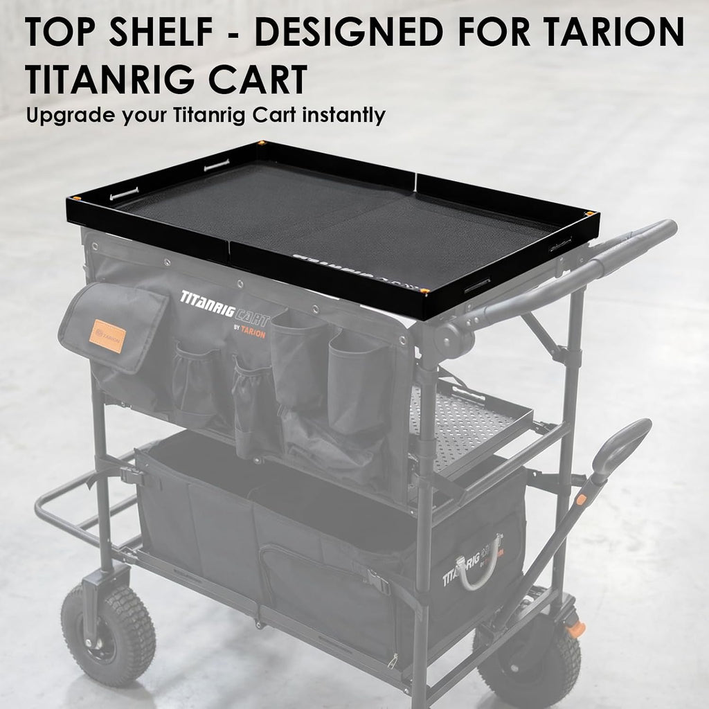 TARION Video Production Cart Accessories - Foldable Top Shelf Workstation with Mouse Pad- Upgraded with Wider Higher Laptop Platform for Titanrig Cart Base - Pro Top Shelf