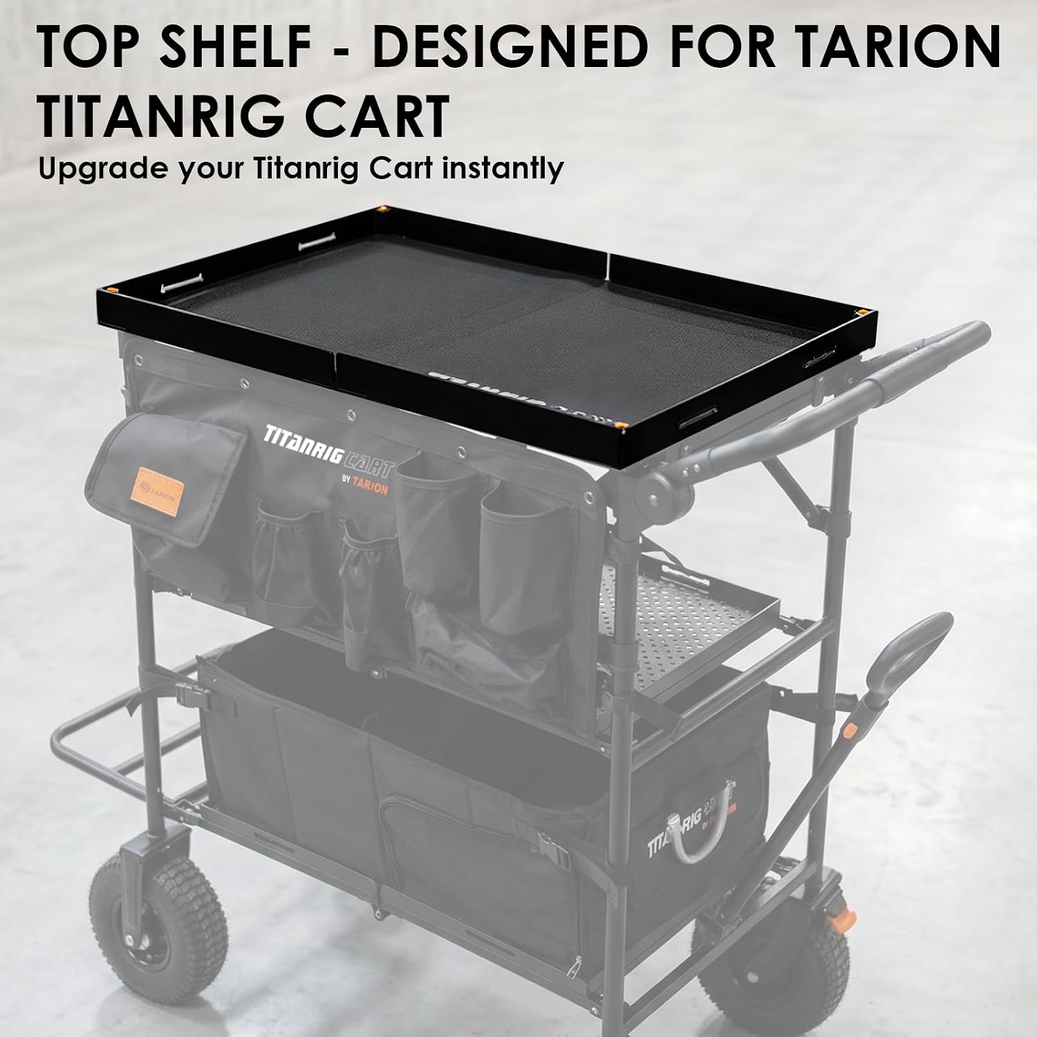TARION Video Production Cart Accessories - Foldable Top Shelf Workstation with Mouse Pad- Upgraded with Wider Higher Laptop Platform for Titanrig Cart Base - Pro Top Shelf