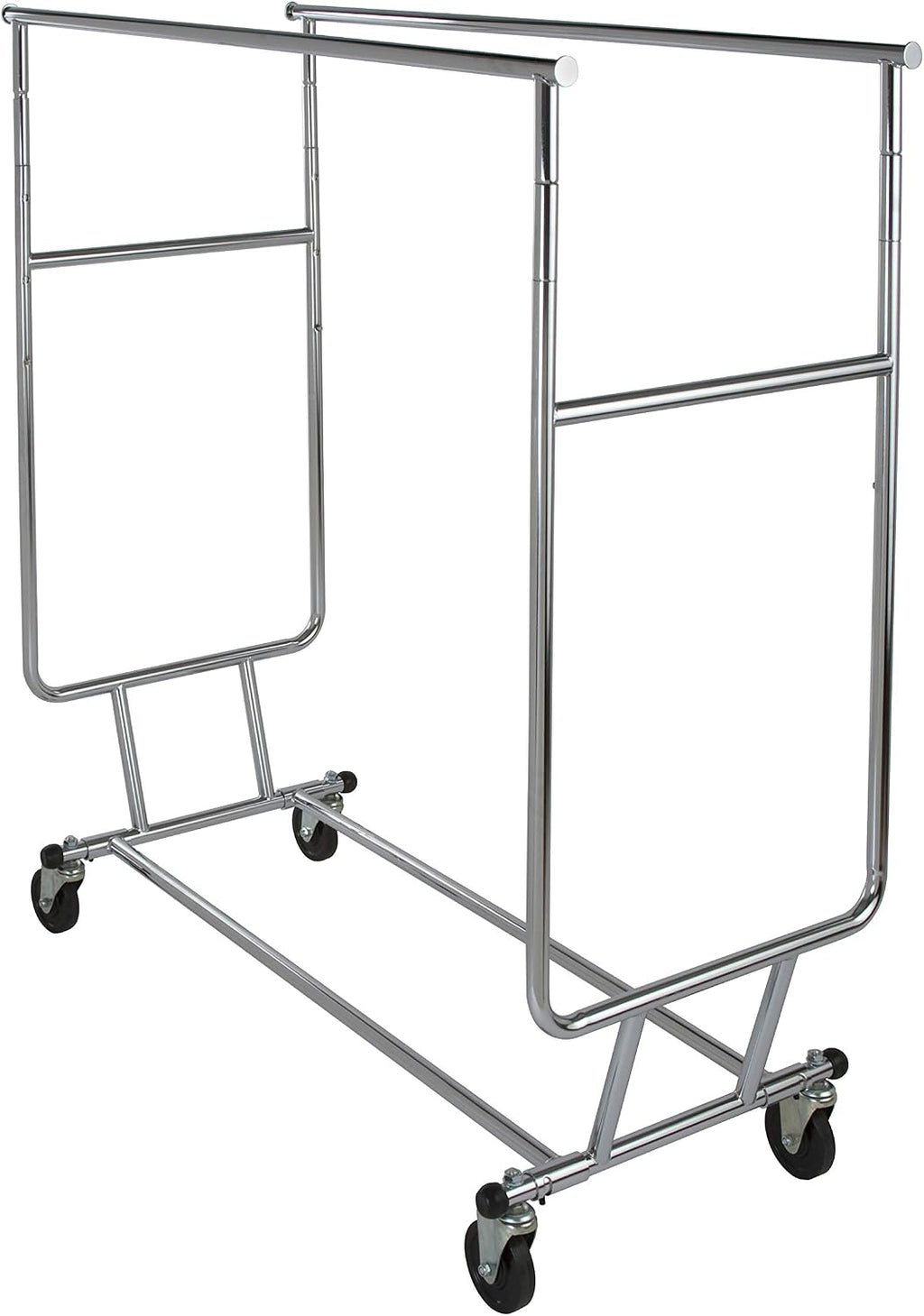 Econoco Double Arm Garment Rack, 55 Inch High x 48 Inch Wide Clothing Display Rack, Heavy Duty Commercial Grade, Chrome