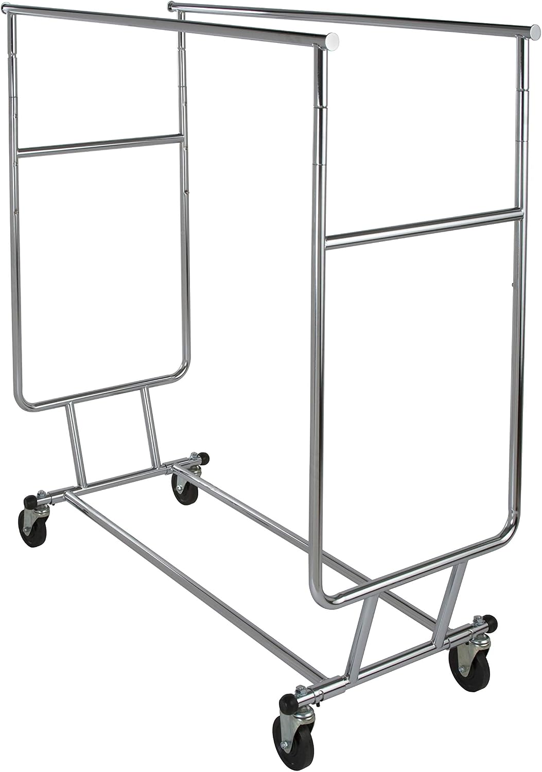 Econoco Double Arm Garment Rack, 55 Inch High x 48 Inch Wide Clothing Display Rack, Heavy Duty Commercial Grade, Chrome