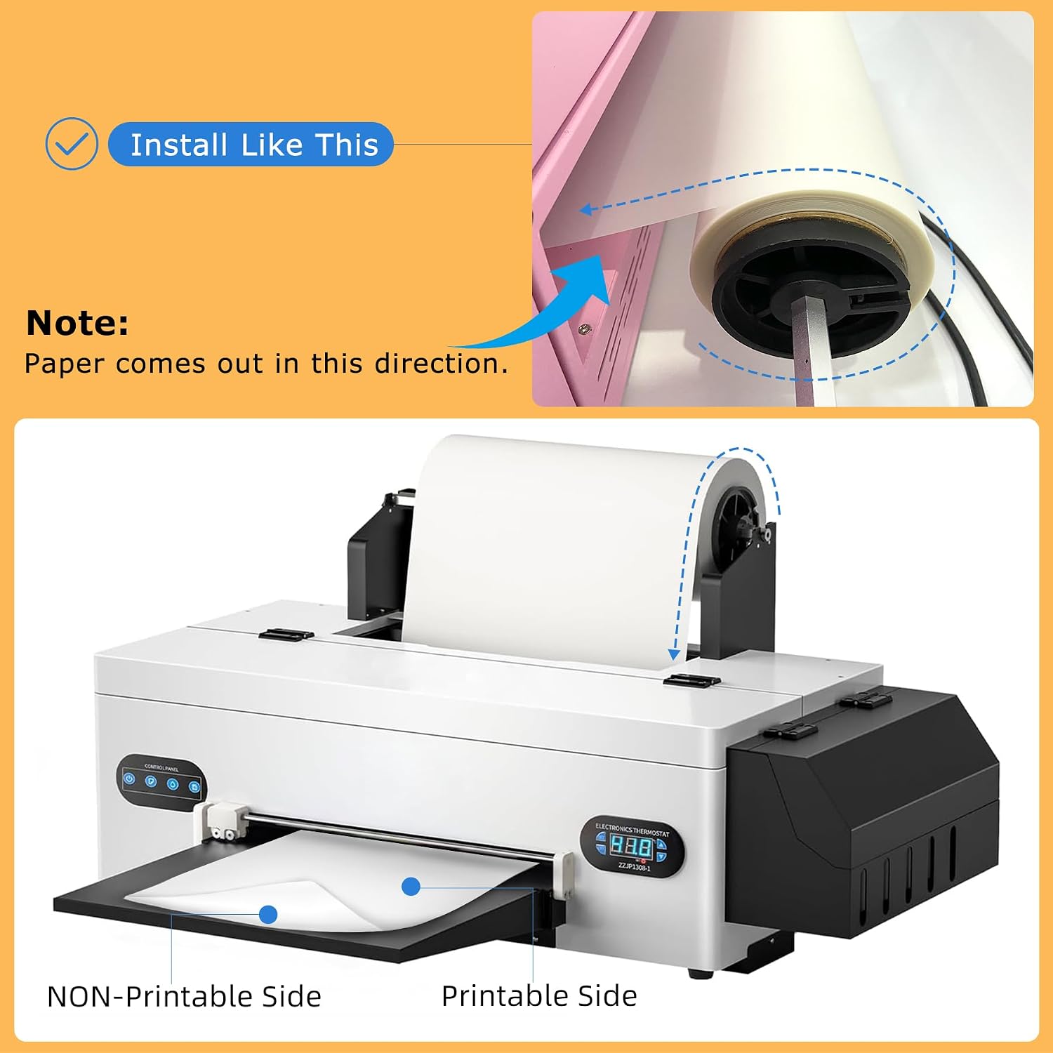 DTF Transfer Film Roll 24 Inch x 328 FT for Sublimation Double-Side Matte Clear Pretreat Sheets, PET Heat Transfer Paper for Inkjet Printer Direct Print on T Shirts Textile (2-Pack)