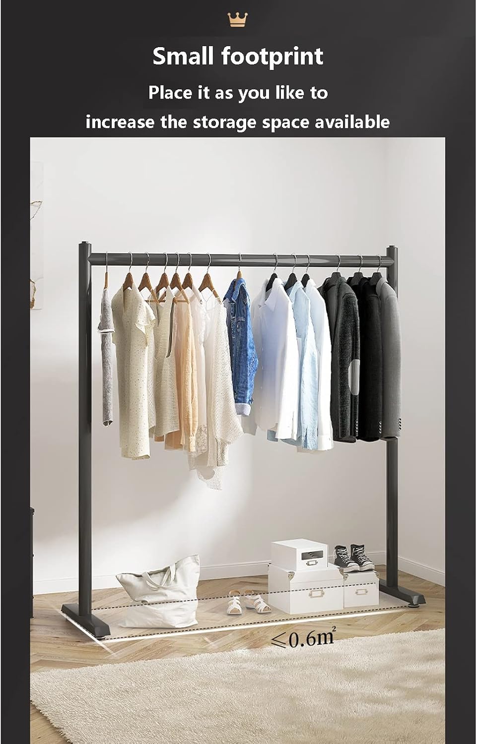 Coat Rack with Bottom Shelf - Industrial Pipe Metal Garment Rack for Hanging Clothes, Coats, Shirts, Sweaters - Versatile Storage Solution/Black/80Cm,Gold,100Cm