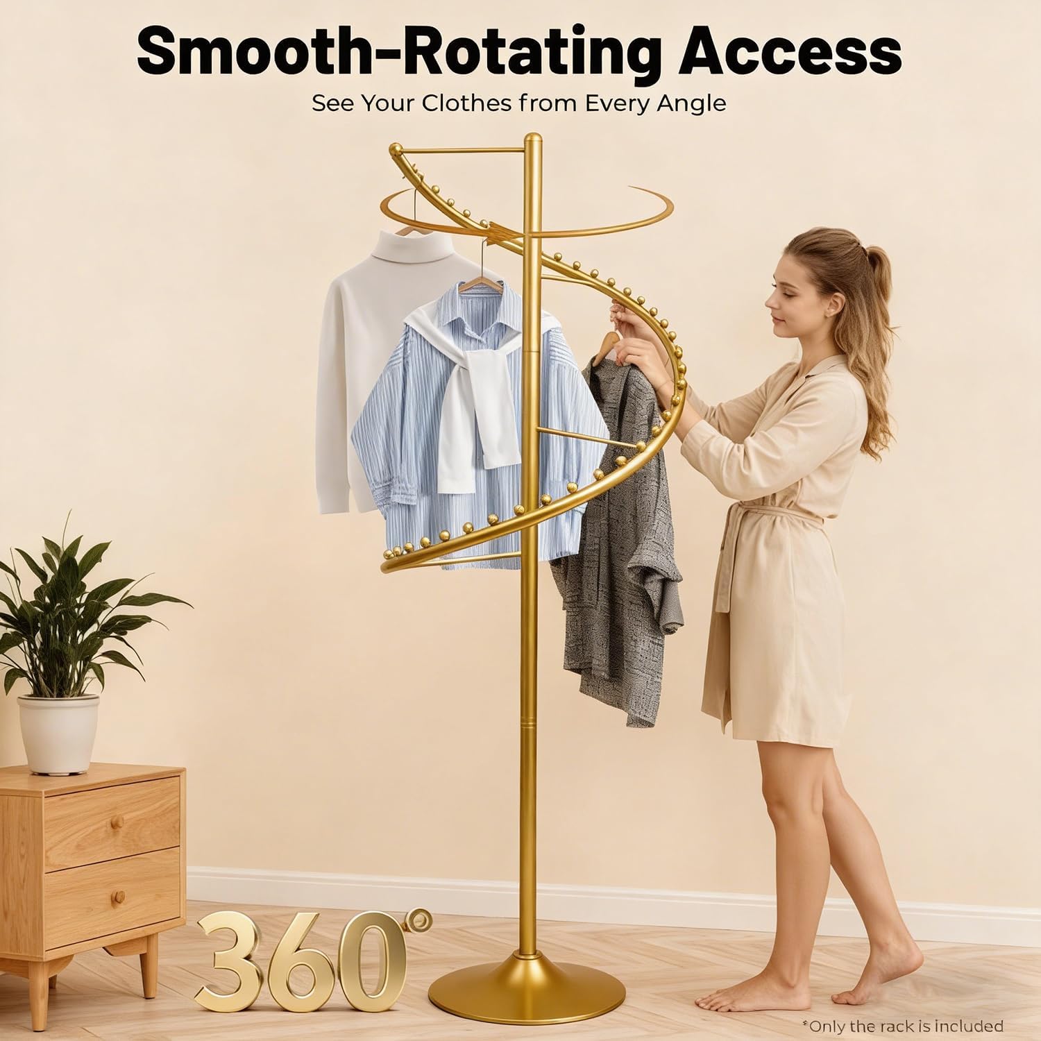 1.8M Spiral Rotating Clothing Rack, Metal Garment Rack Freestanding Coat Rack Retail Display Storage Shelf for Clothes Coats Jackets Bags Hats