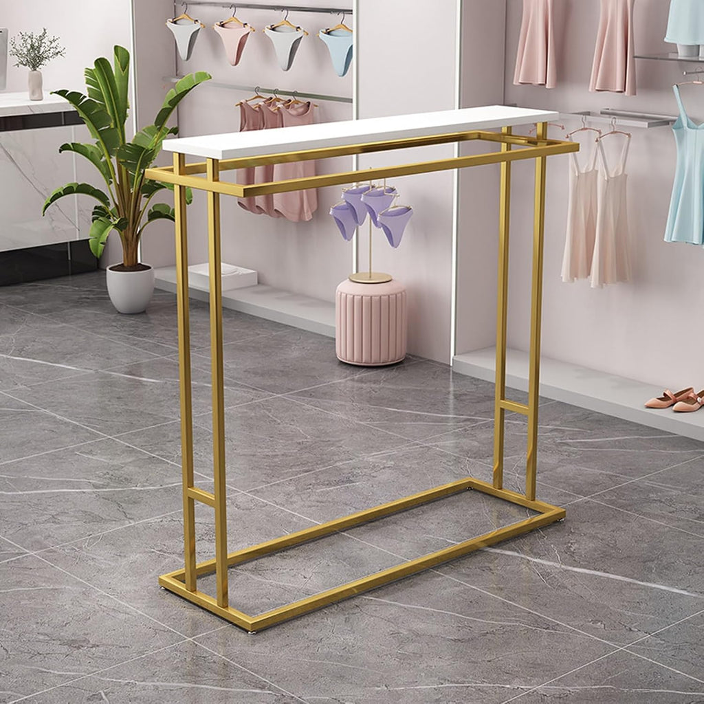 Fashion Modern Clothing Rack, Garment Racks Heavy Duty Double Rod Clothing Garment Rack, Hanging Clothes Shelf Clothes Display Organizer For Bedroom, Clothing Store ( Color : Gold , Size : 120*50*150c