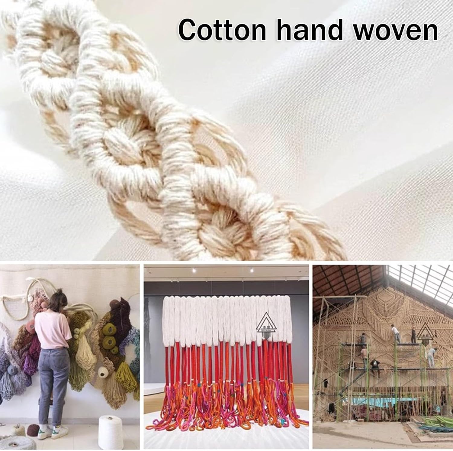 Macrame Wall Hanging Boho Macrame Wall Hanging, Handmade Woven Tapestry with Wooden Beads & Tassels, Home Decor for Bedroom Living Room Dorm(Green,80x60cm/31.5x23.6in)