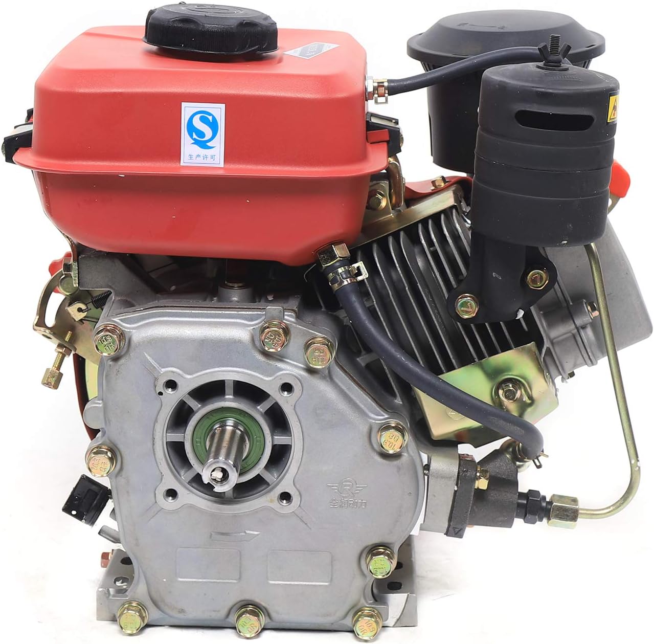 Diesel Engine 196CC 4 Stroke Single Cylinder Forced Air Cooling Horizontal Axis Engine Recoil Hand Start 53mm Shaft Length 3000RPM 2.2KW (Red)