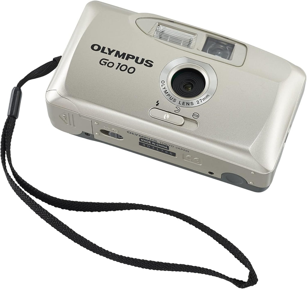 Olympus Go 100 Flash Motorized 35mm Film Camera – Compact Point & Shoot | Built-In Flash | Silver (Renewed)