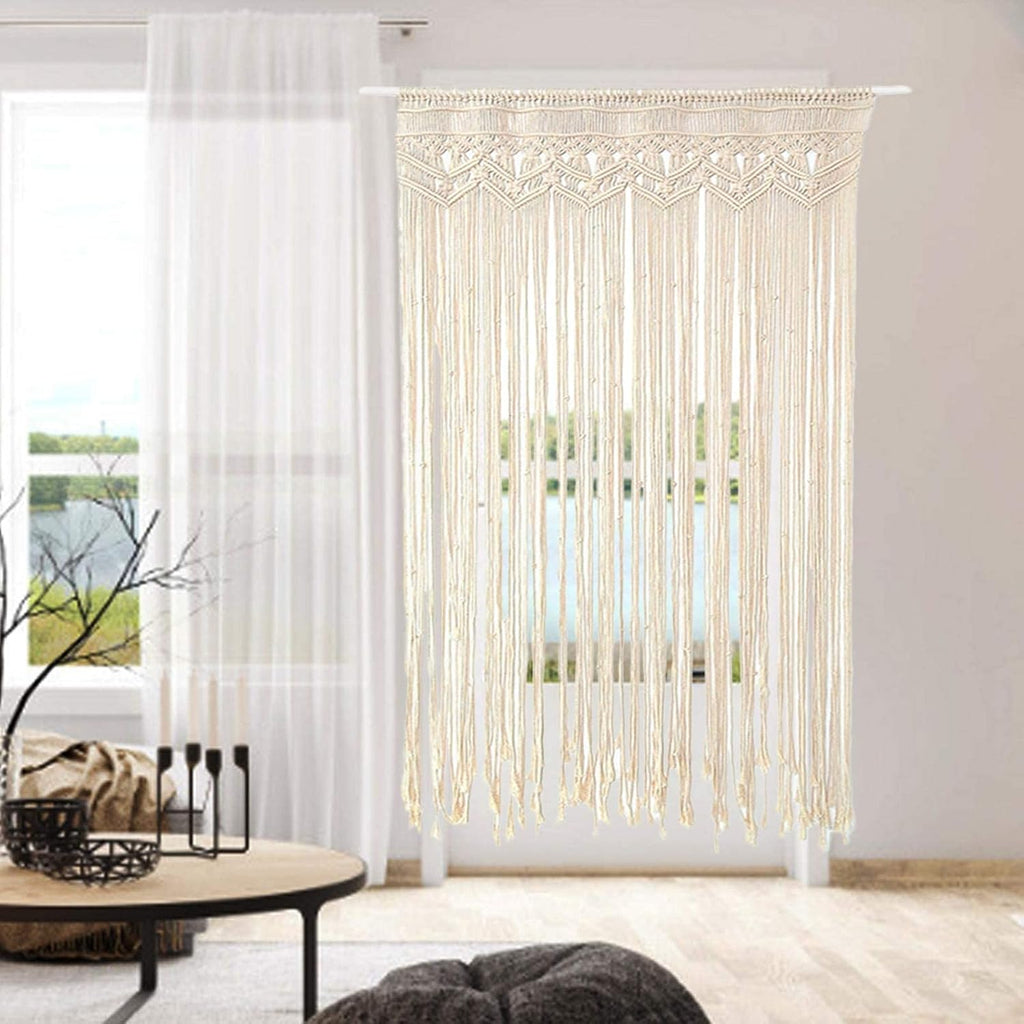 Macrame Macrame Curtain Tapestry Macrame Wall Hanging Woven Tapestry for Room Divider Window Door Curtains Wedding Background Home Decor (90 * 180cm)