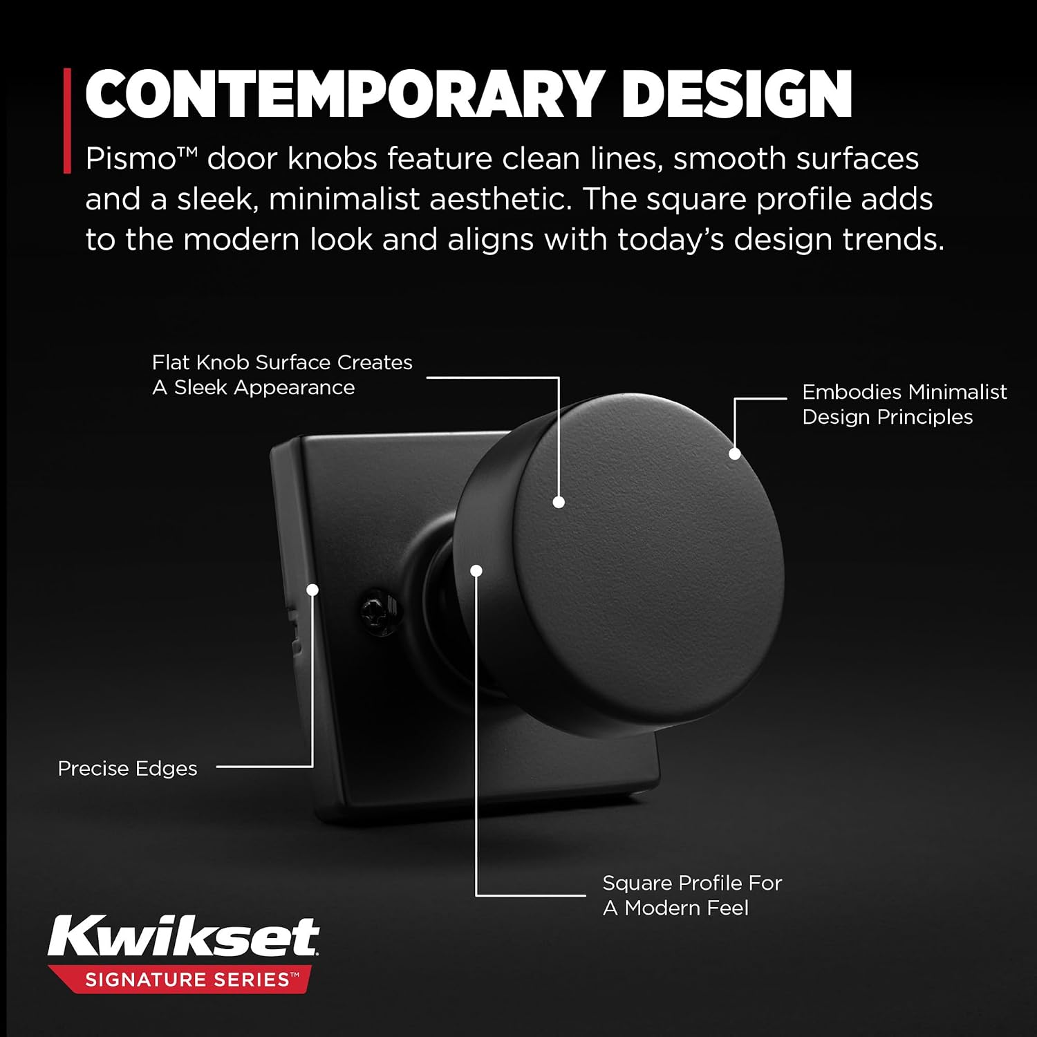 Kwikset Pismo Dummy Door Knob,Sided Handle for Closets,French Double Doors,and Pantry,Matte Black Non-Turning Interior Push/Pull Door Knob,with Microban Protection,(Pack of 10)