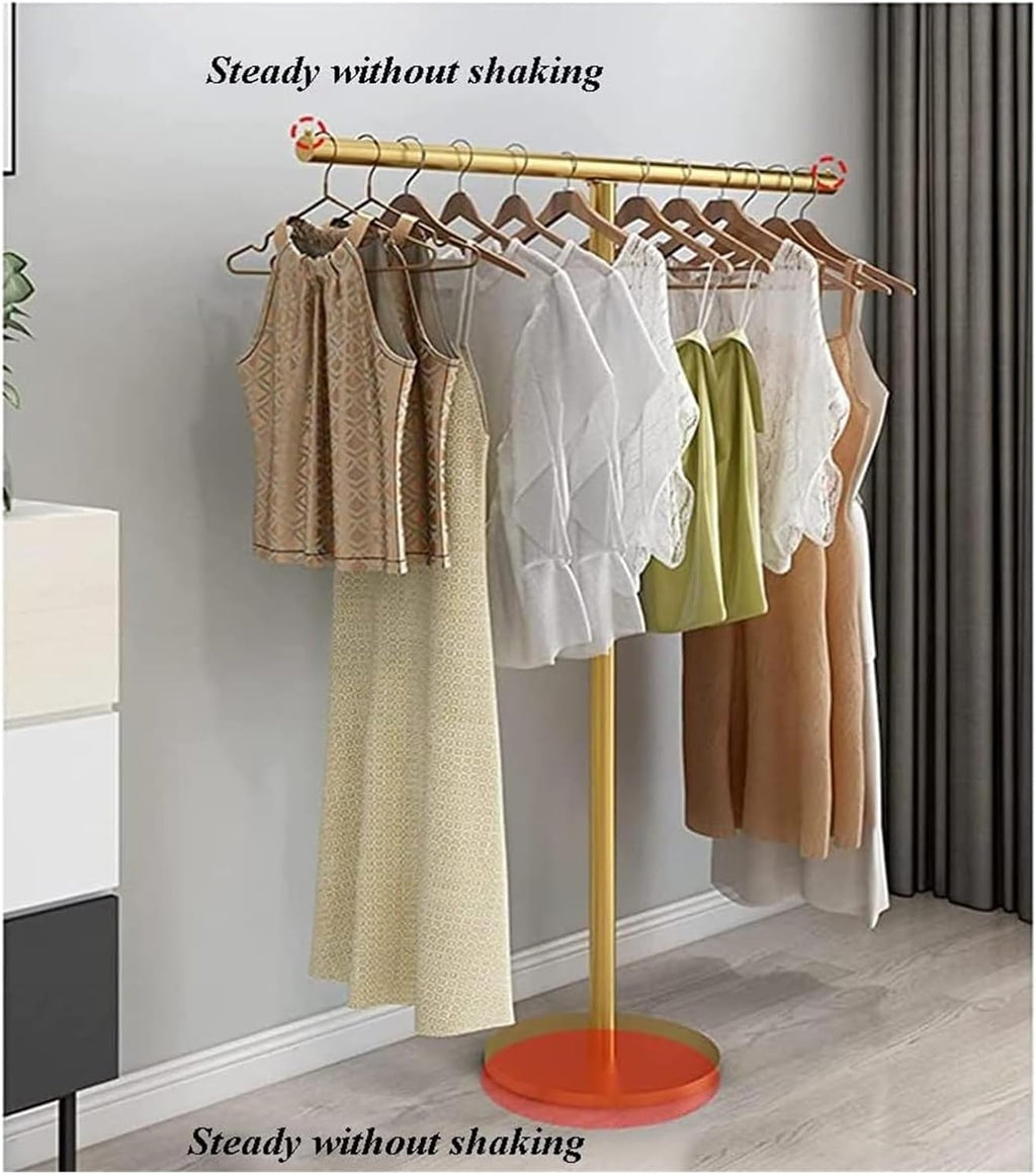 Clothes Rail Garment Rack Metal Clothing Rack with Top Shelf, Garment Rack Boutique Rolling Display Rack Closet Organizer for Hanging Clothes, Gold-B-120x130cm