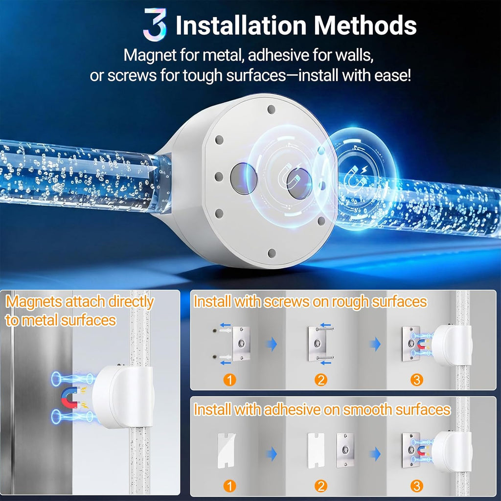 Peel and Stick on Battery Powered Wall Sconces Set of Two, Rechargeable Magnetic Linear Wall Lights for Bedroom, Cordless Sconces with Remote&Touch Control, 3CCT&Dimmable Vanity Wall Lamp, White