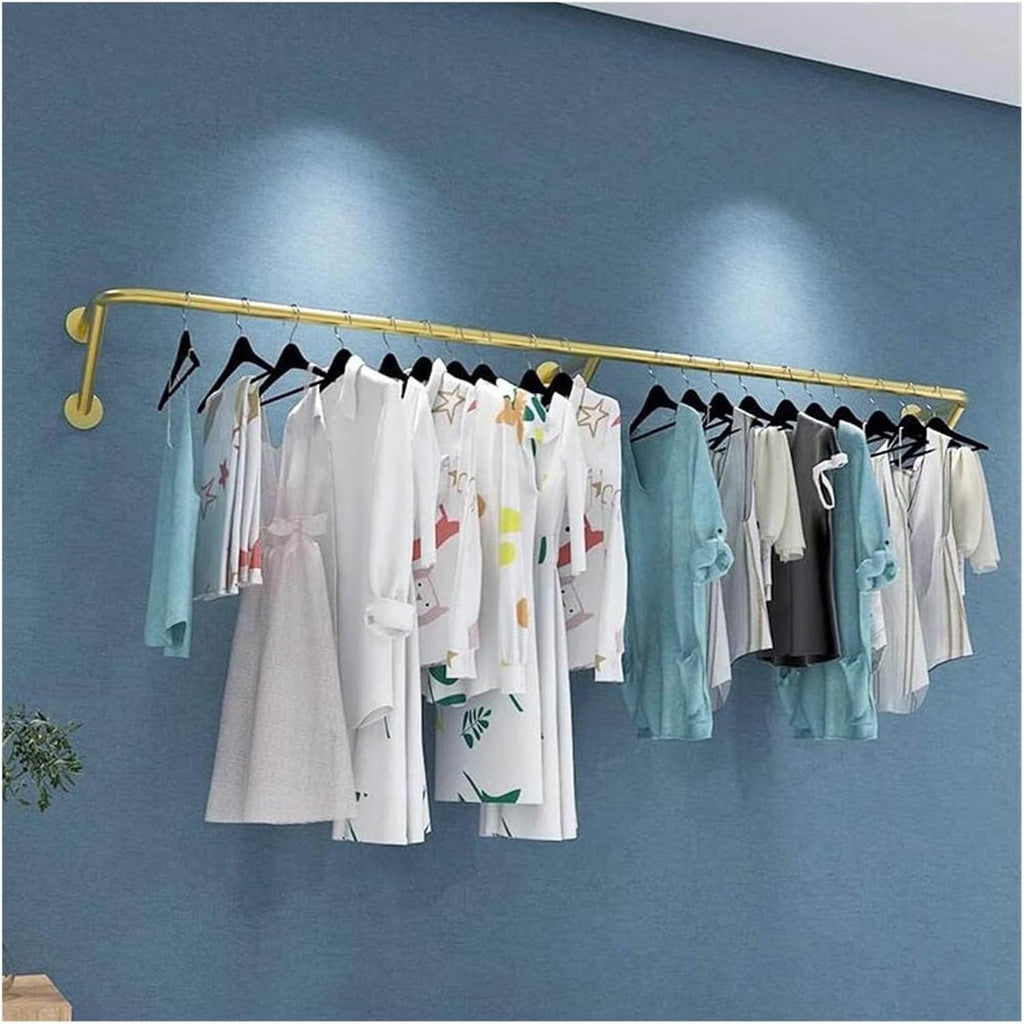 Clothes Rail Garment Rack Clothing Rack Wall Mounted Sets of 3, Wall Clothing Rack Garment Rack for Hanging Clothes Coats Laundry Room Organizer Storage Hanger Shelf Sp, Gold - 3 pieces-120CM