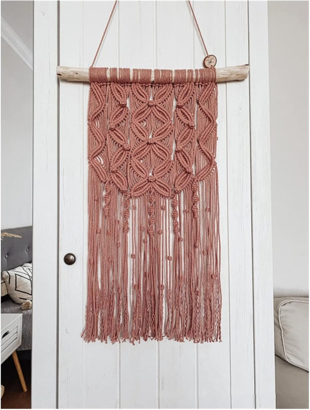 Tapestry Macrame Wall Hanging Woven Tapestry Handmade Bohemian Art for Livingroom Bedroom Backdrop Room Home Decor (A 35x65cm)