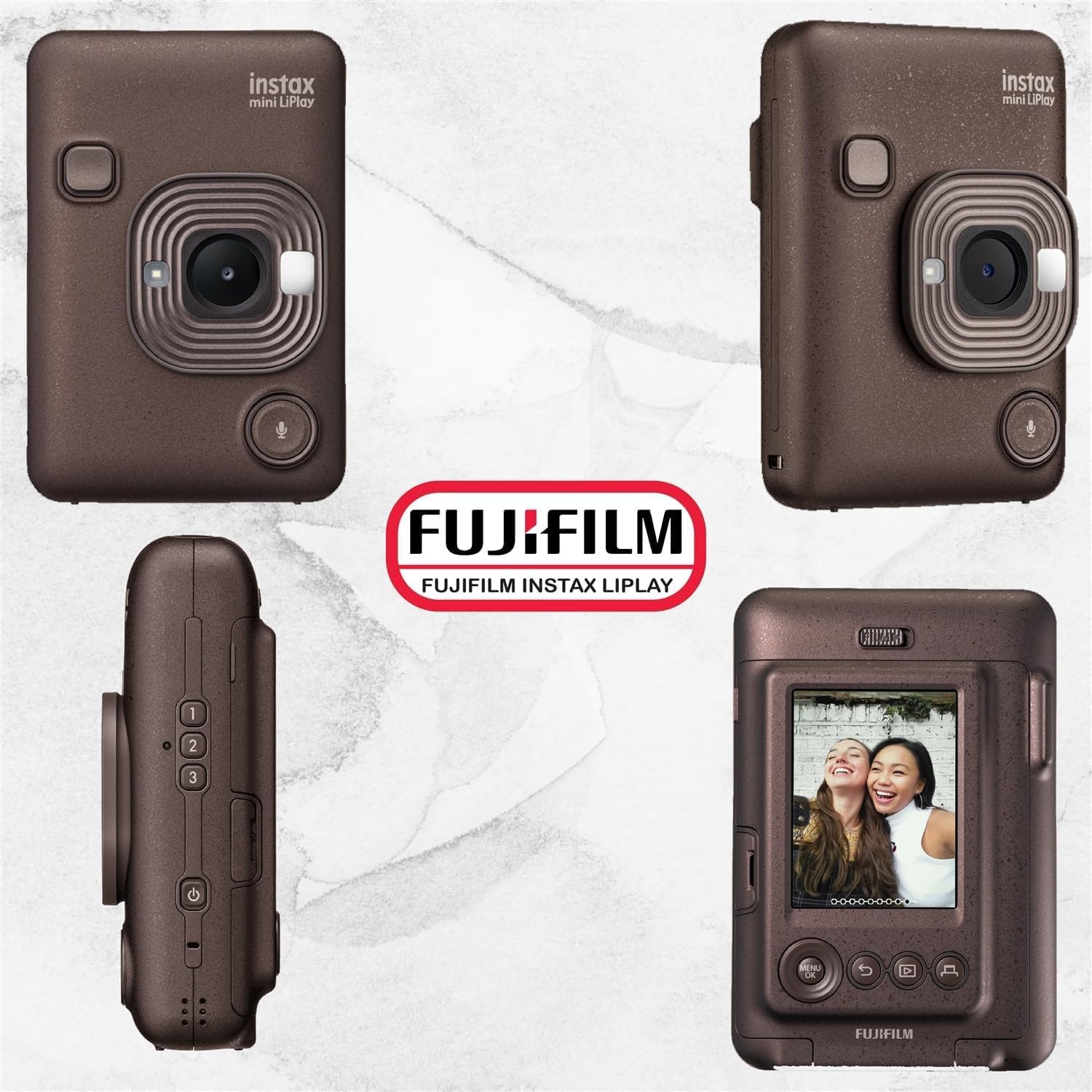 Fujifilm Mini LiPlay Hybrid Instant Camera with Mini Film (Deep Bronze, w/ 20 Film Sheets)