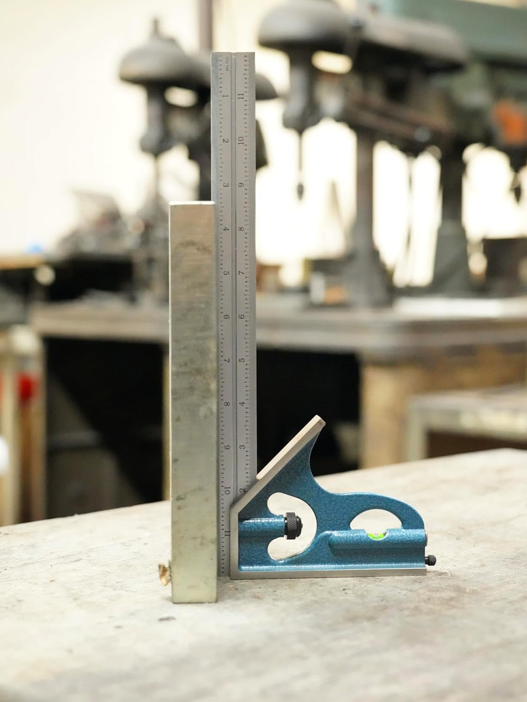 PEC Tools 2-Piece Combination Square - 18' Machinist Blade with English & Metric Graduation, Includes Cast Iron Square Head Featuring Level Vial & Scribe Tool, Precision Combo Square - Made in USA