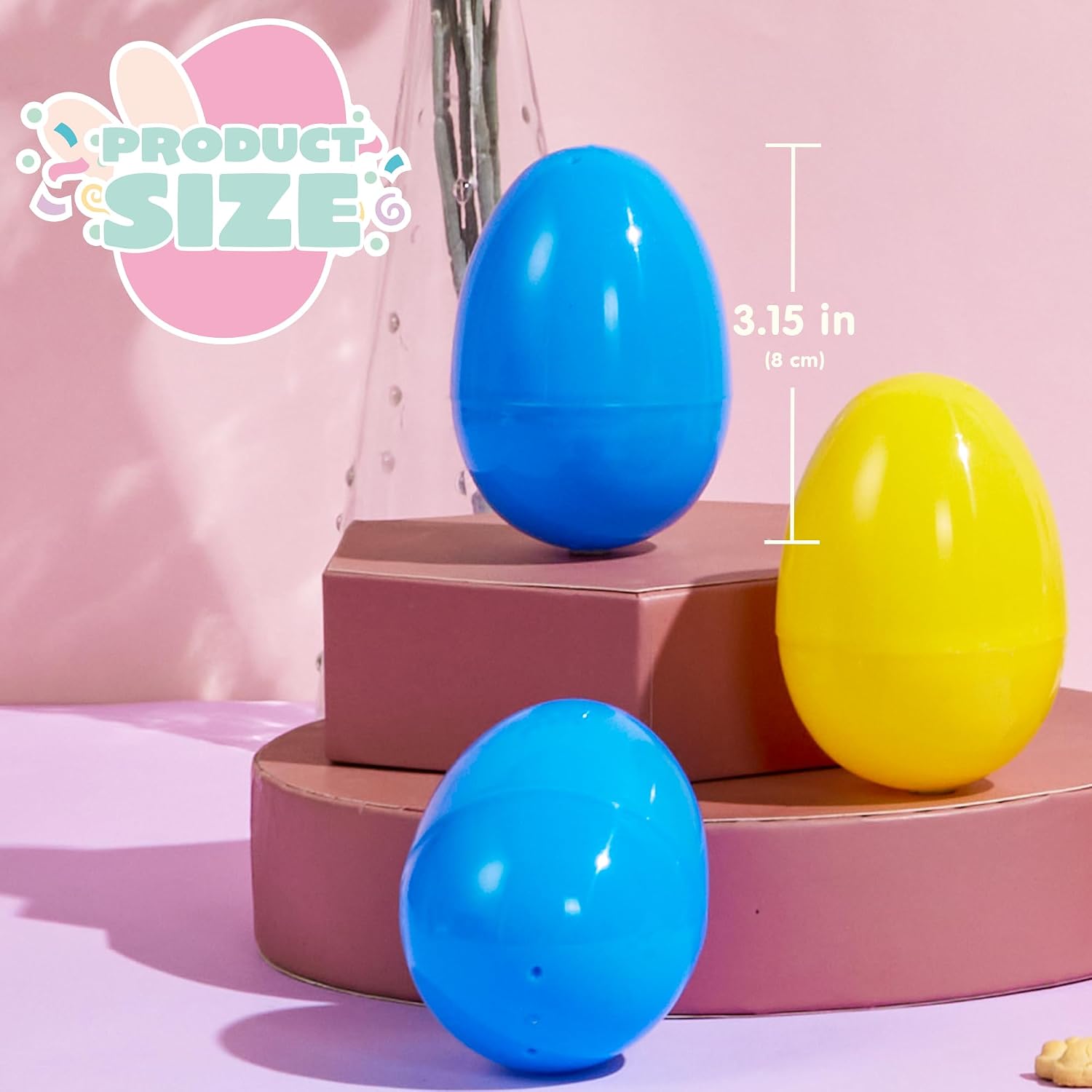 JOYIN 3.15' Easter Eggs, Fillable Plastic Eggs Empty Colorful Bright Eggshells with Hinge for Easter Hunt, Filling Treats, Party Favor, Basket Stuffers, Classroom Prize Supplies, 1000PCS