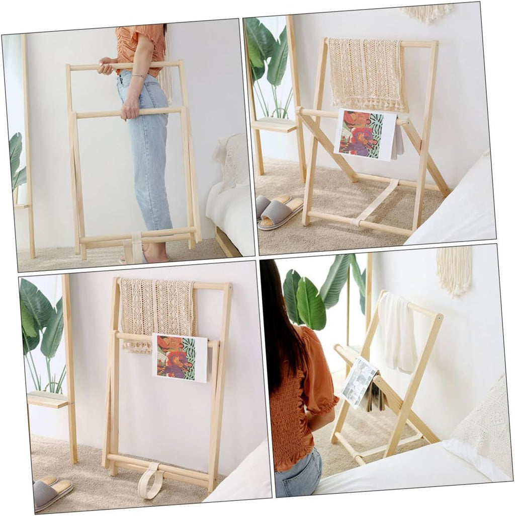 FOMIYES Wood Clothes Storage Rack with Coat Hanging Stand, Solid Wood Freestanding Garment Rack for Bedroom Entryway, Practical Clothes Organizer with Shelf