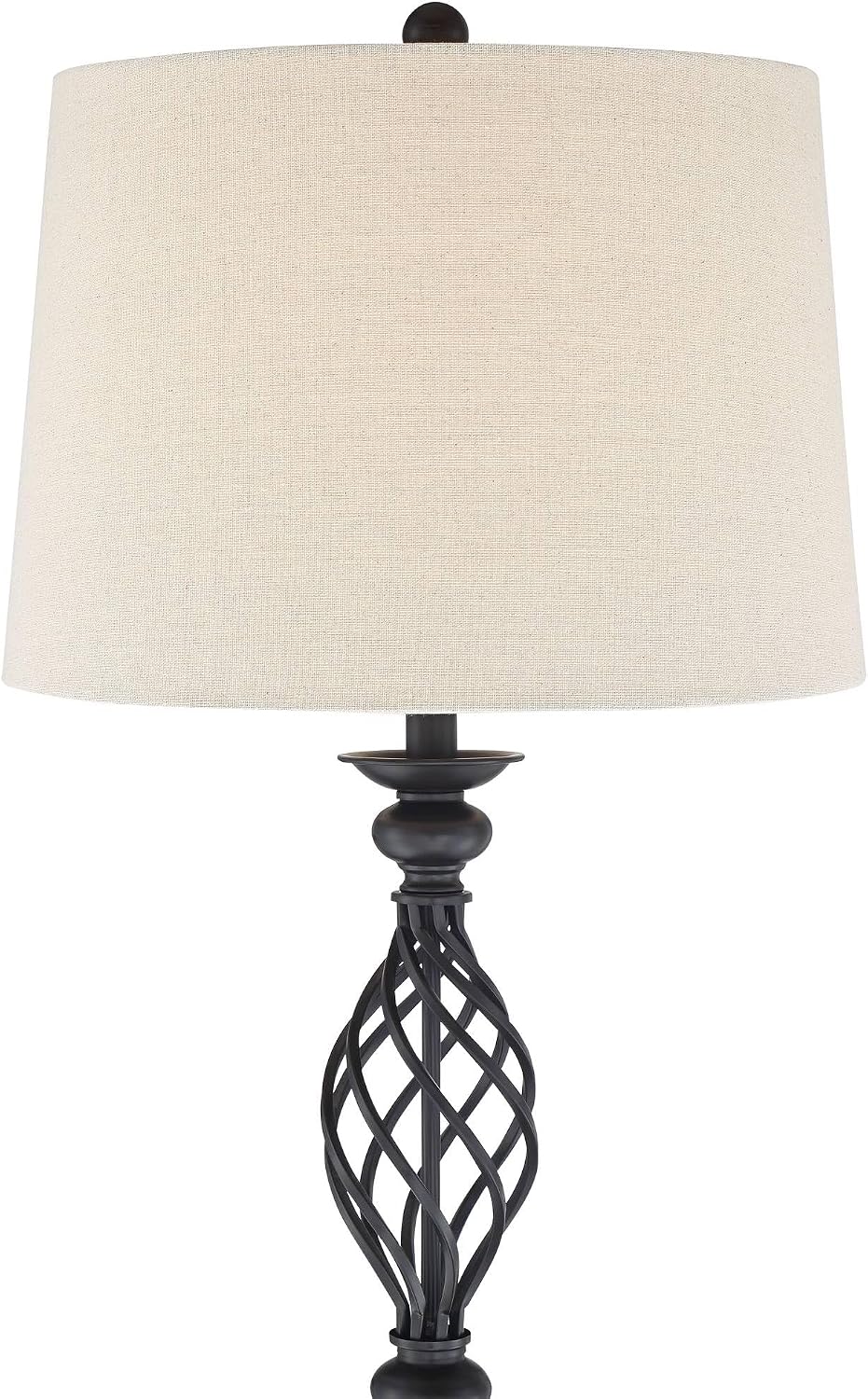 Franklin Iron Works Annie Traditional 63' Tall Standing Floor Lamps Set of 2 Lights Iron Scroll Brown Bronze Finish Living Room Bedroom House Reading Office Home Decor Entryway Cream Drum Shade