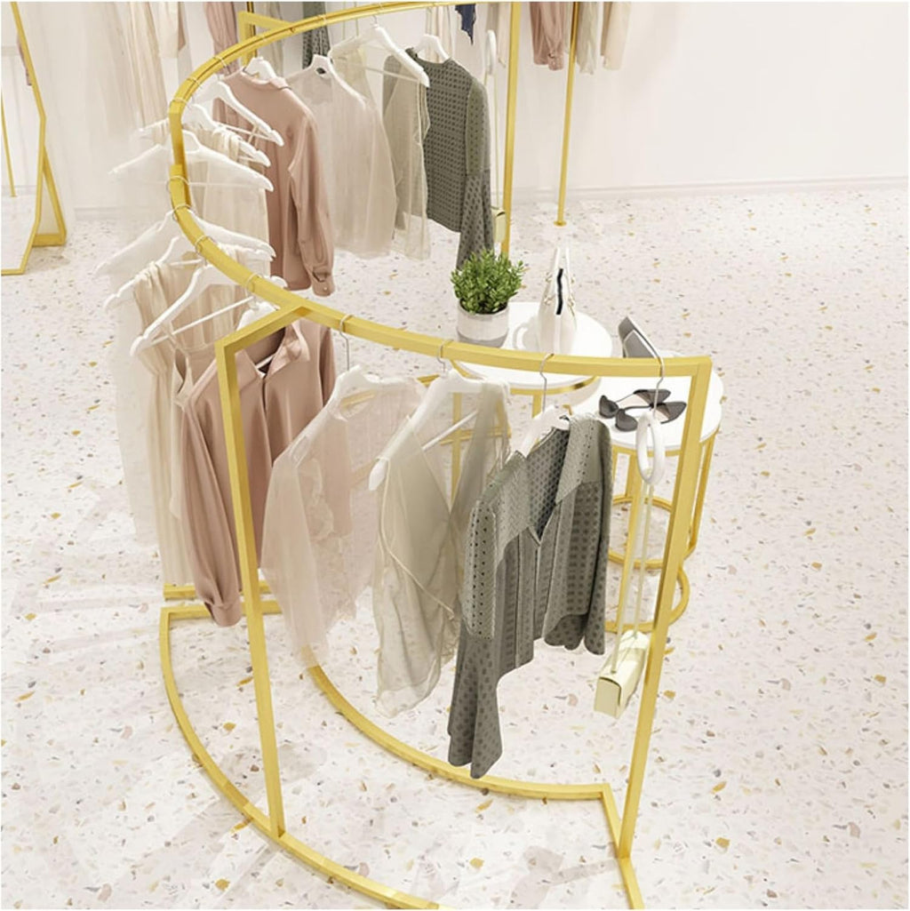 Clothing Rack Clothing StoreDisplay Shelf, Floor Standing Curved, Flow Table, High and Low Combination Hanging Rack Bedroom