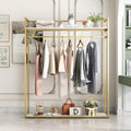 Heavy Duty Gold Clothing Rack with Shelves for Hanging Clothing, Gold Metal Freestanding Garment Rack for Retail Display (59' L)
