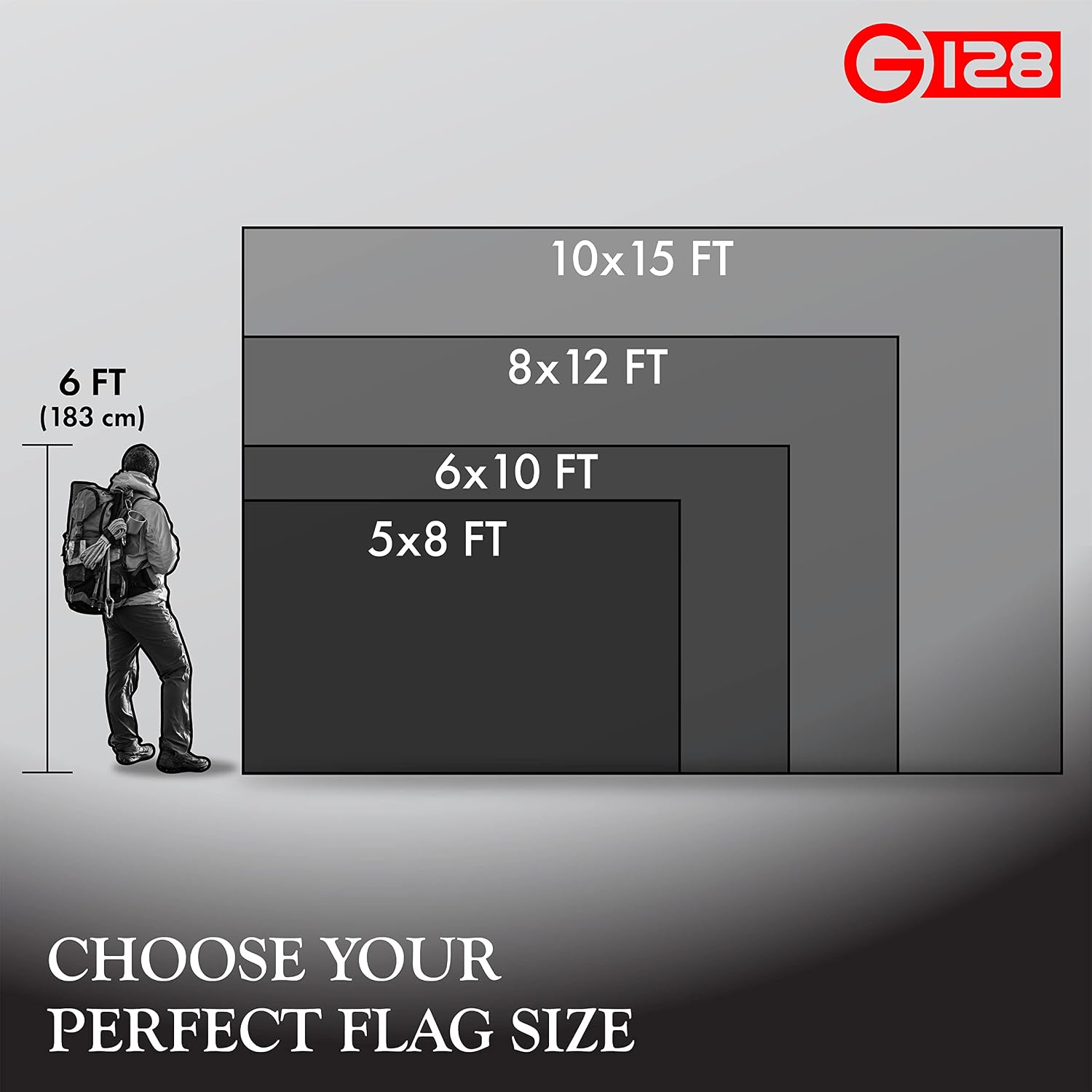 G128 10x15 Ft American Flag Deluxe TearProof Series, Featuring Super Tough Spun Polyester, Embroidered Stars, Sewn Stripes