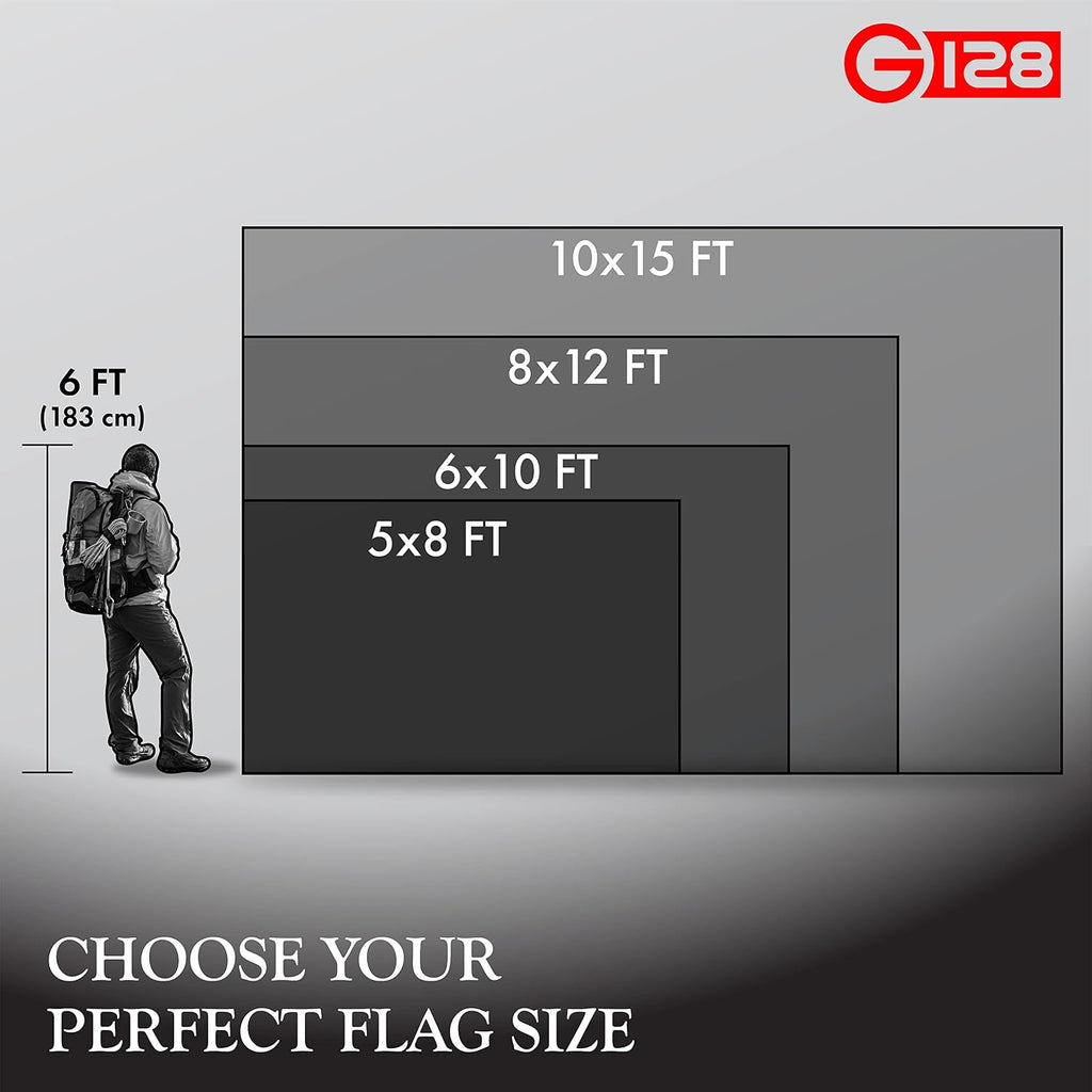 G128 8x12 Ft American Flag Deluxe TearProof Series, Featuring Super Tough Spun Polyester, Embroidered Stars, Sewn Stripes