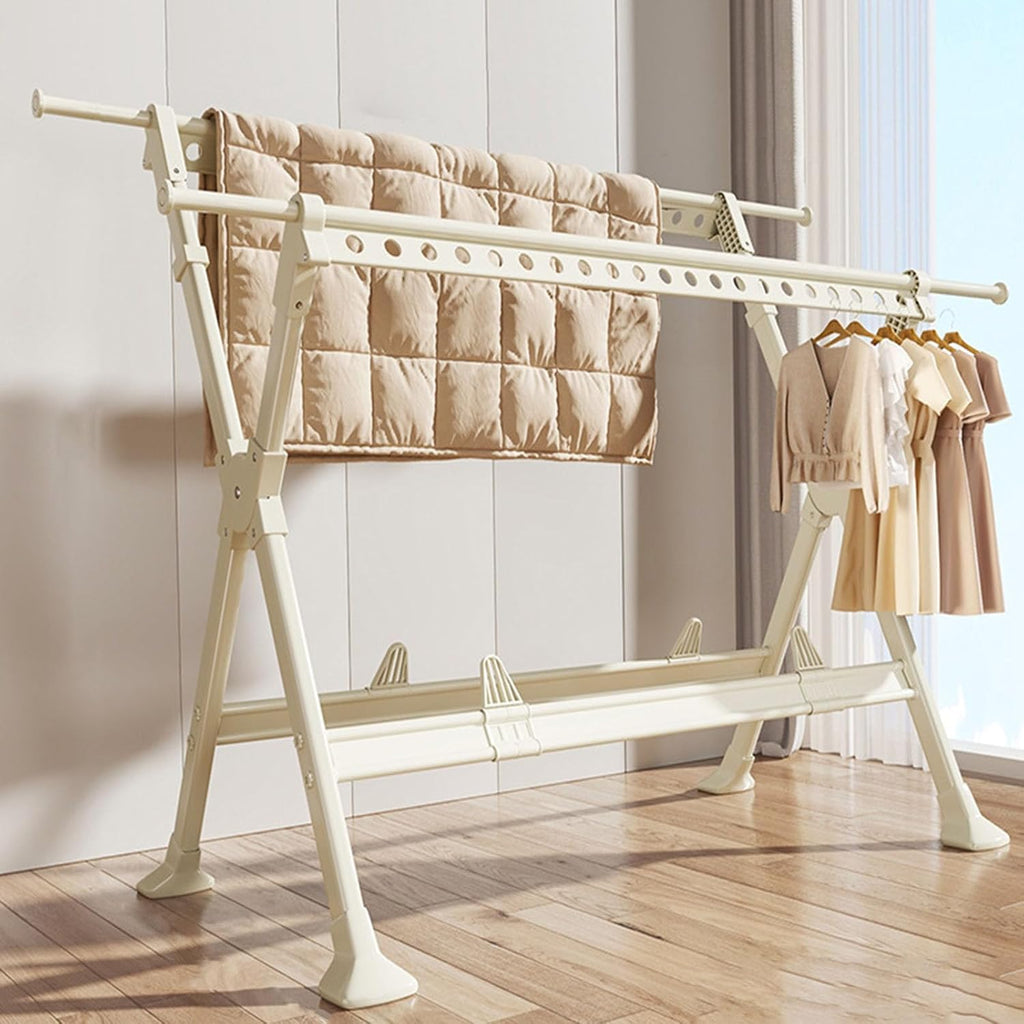 Foldable Freestanding Clothes Drying Rack, Portable and Extendable Clothing Rack with Stable Structure for Hanging Clothes