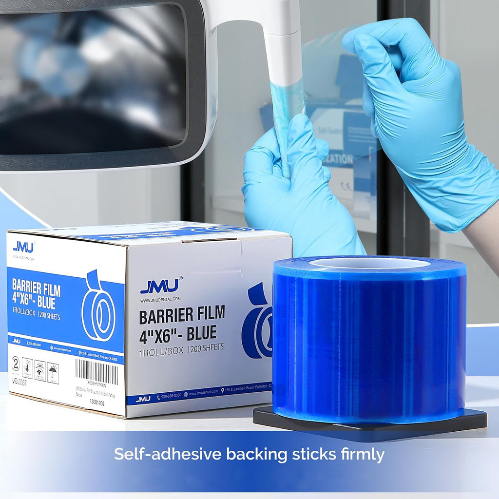 JMU Barrier Film 12 Rolls, Barrier Film Tattoo Blue Barrier Tape for Dental Medical Tattoo, 4 x 6 Inch
