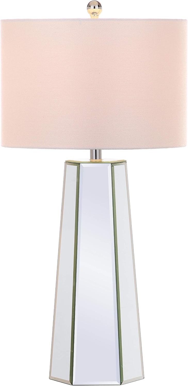 SAFAVIEH Lighting Collection Janice Modern Art Deco Mirror Chrome 32-inch Bedroom Living Room Home Office Desk Nightstand Table Lamp Set of 2 (LED Bulbs Included)