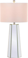 SAFAVIEH Lighting Collection Janice Modern Art Deco Mirror Chrome 32-inch Bedroom Living Room Home Office Desk Nightstand Table Lamp Set of 2 (LED Bulbs Included)