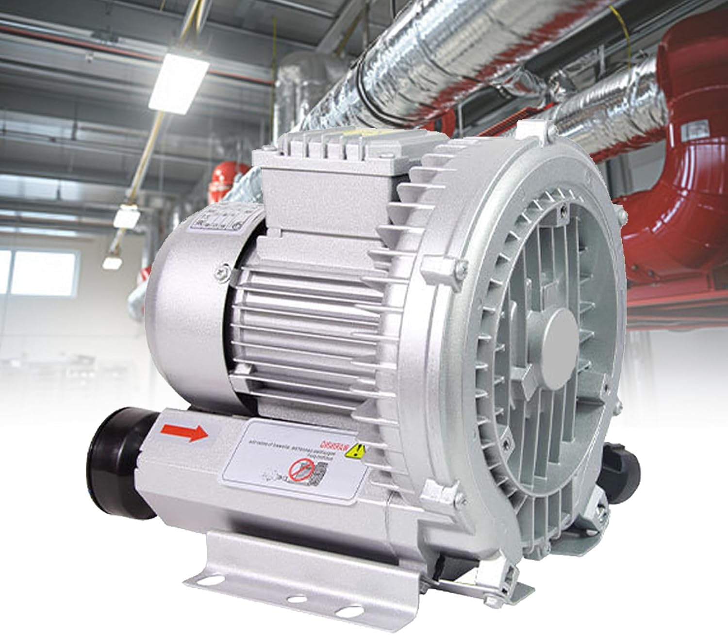 Industrial Regenerative Blower, 110V/220V Vortex Ring Vacuum Pump for Dust Removal & Ventilation in Factories and Basements, 180W Power Efficiency