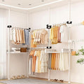 Heavy Duty Garment Rack - Telescopic Coat Hanger with Tray, Height Adjustable Clothes Tidy Rail for Closet Organization