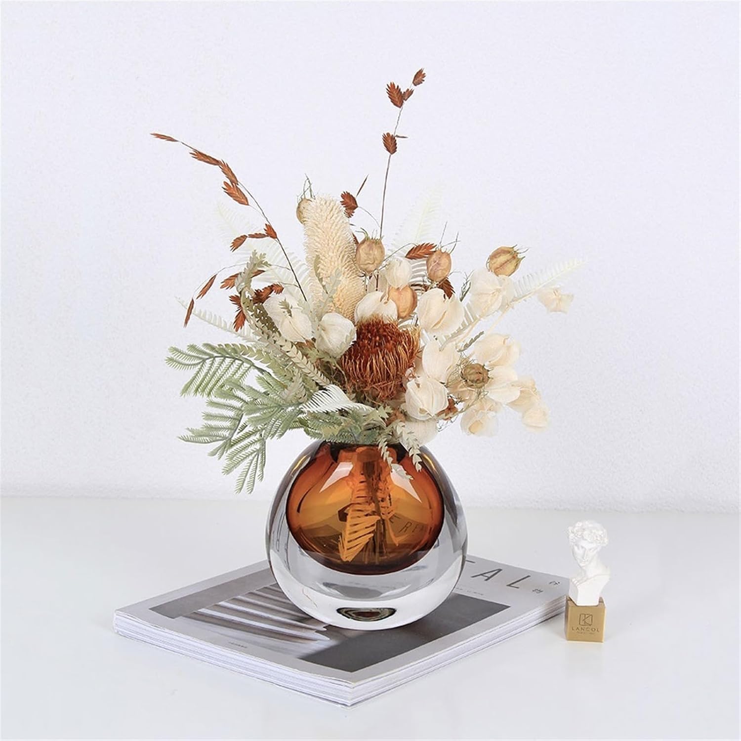 Faux Plants Table Centerpiece Decorations Simulation Dried Flowers Set Home Coffee Table Arrangement Soft Furnishing Fake Flowers Spring Summer Decoration(A)